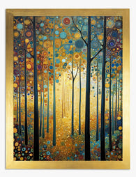 Klimt-Inspired Spring Forest Art Print - Gold
