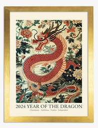 Year of the Dragon 2024 Art Print Gold Frame