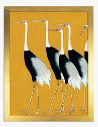 Elegant Cranes by Ogata Korin Art Print - Gold