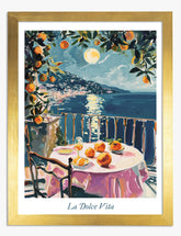 Moonlit Sicilian Evening Art Print - Gold