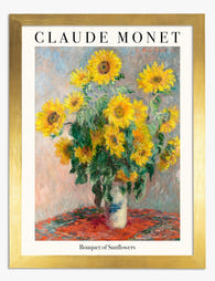 Monet Sunflowers Bouquet Art Print - Gold