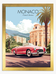 Monaco Vintage Getaway Art Print - Gold