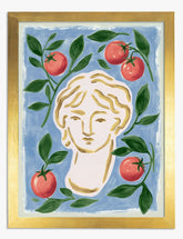 Muse Among Oranges Art Print - Gold