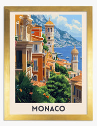 Monaco Sunlit Escape Art Print - Gold