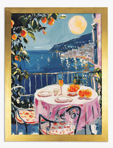 Moonlit Mediterranean Art Print - Gold