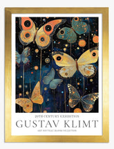 Klimts Night Butterflies Art Print - Gold