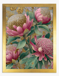 Blush Protea Botanical Art Print - Gold