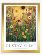 Klimts Vibrant Garden Art Print - Gold