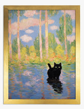 Monets Cat in Water Art Print - Gold