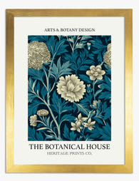 Teal Botanical Heritage Art Print - Gold