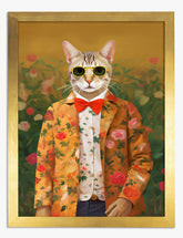Dapper Feline Fashionista Art Print - Gold