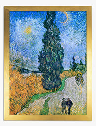 Starry Cypress Path Art Print - Gold