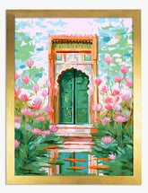 Lotus Doorway Escape Art Print - Gold