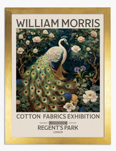 Morris Peacock Textile Art Print Gold