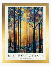 Klimt Golden Forest Glow Art Print - Gold