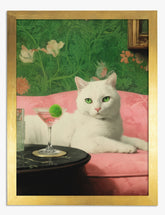 Sophisticated Feline Lounge Art Print Gold
