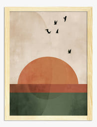 Sunset Geometry Art Print Oak