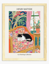 Matisse Cat on Floral Chair Art Print Oak