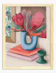 Modern Floral Still Life Art Print - Oak