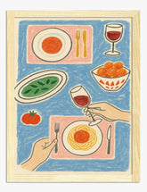 Italian Dining Delight Art Print - Oak