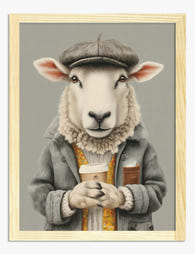 Cozy Sheep Vibes Art Print Oak
