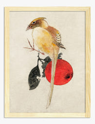 Hokusai Bird & Sun Harmony Art Print Oak