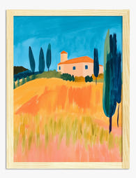 Sunlit Italian Hillside Art Print Oak