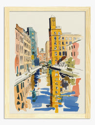 Manchester Canal Reflections Art Print Oak