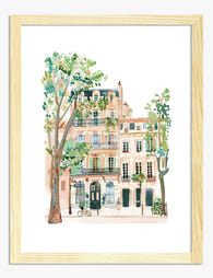 Charming Parisian Street Art Print - Oak