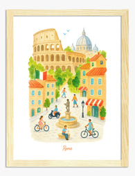 Vibrant Rome Streetscape Art Print - Oak