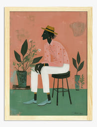 Seated in Style Art Print Oak