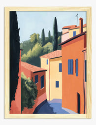 Sunlit Italian Lane Art Print Oak
