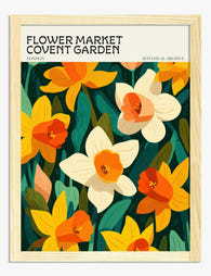 Covent Garden Daffodil Blooms Art Print - Oak