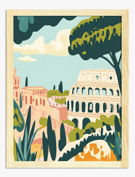 Pastel Rome Vista Art Print - Oak