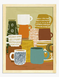 Stacked Mugs Harmony Art Print Oak
