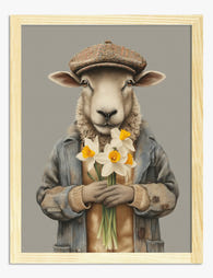 Dapper Sheep Delight Art Print - Oak