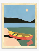Tranquil Rowboat Scene Art Print - Oak