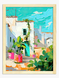 Sunlit Mediterranean Escape Art Print - Oak