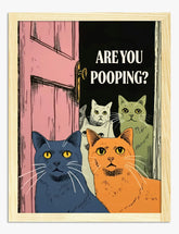 Curious Cat Squad Art Print - Oak