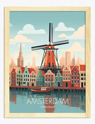 Amsterdam Charm Poster Art Print - Oak