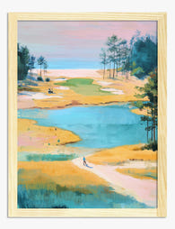 Tranquil Golf Retreat Art Print - Oak