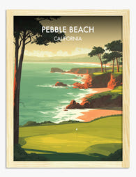 Pebble Beach Coastline Art Print Oak