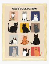 Playful Cat Personalities Art Print - Oak