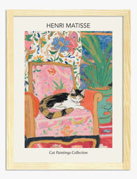 Matisse Cat & Cozy Chair Art Print Oak