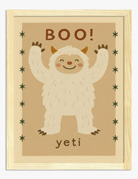 Cheerful Yeti Surprise Art Print Oak