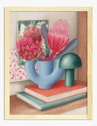 Modern Still Life Blooms Art Print - Oak