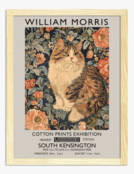 Morris Cat Floral Art Print - Oak