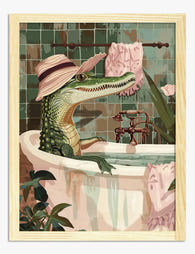 Chic Gator Soak Art Print - Oak