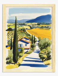 Sunlit Tuscan Lane Art Print - Oak