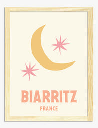 Biarritz Moon & Stars Art Print - Oak